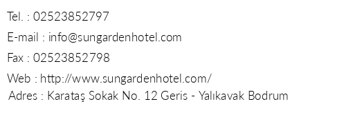 Sun Garden Apart Hotel telefon numaralar, faks, e-mail, posta adresi ve iletiim bilgileri